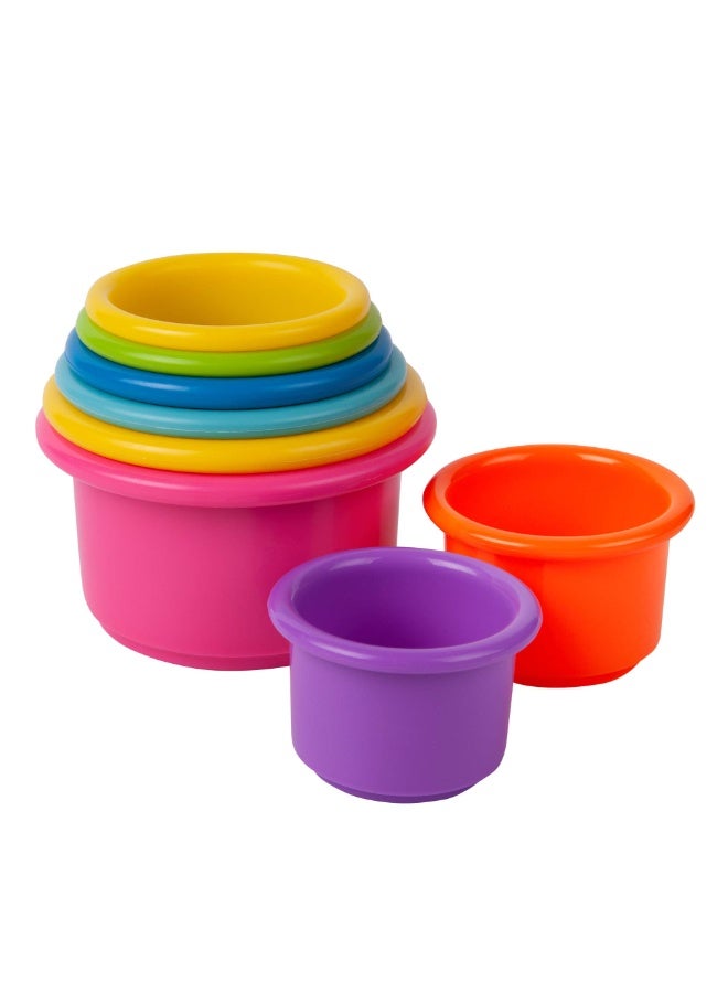 Halamodo 8Pcs Round Stack and Count Stacking Cups Set | Colorful Baby Early Learning Bath Toy Stackable Cups | Number Recognition Stacking Cups | Kids Stacking Tower | Colorful Educational Bath Toys | For Indoor, Beach, Bathroom, Etc - Image 1